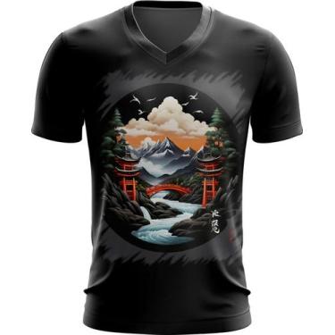 Imagem de Camiseta Gola V Paisagem Oriental Portão Torii 12 - Kasubeck Store®, B