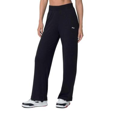 Imagem de Calça Fila Canelada Wide Essentials Feminino Preto P-Feminino
