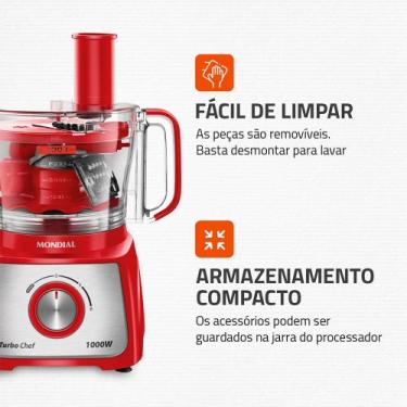 Imagem de Multiprocessador Turbo Chef 9 em 1 Mondial Vermelho 1000W MPN-01-RF, 2