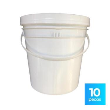 Imagem de Balde de 5 Litros Branco com Tampa Lacre e Alça Plástica Atóxica - Kit