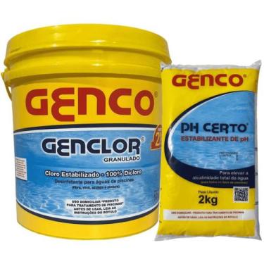 Imagem de Cloro Genclor Granulado Dicloro 10 Kg + Ph Certo 02 kg Genco