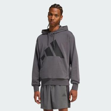 Imagem de Moletom Adidas Big Logo com Capuz Cinza Escuro, P