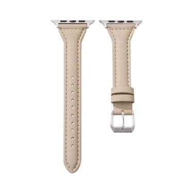 Imagem de Pulseira De Couro Slim Para Apple Watch Série 10 11 9 8 7 SE 6 5 4 3 4