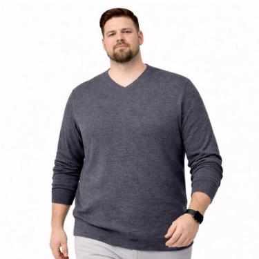 Imagem de Blusa Suéter Maculina em Tricot Frio Casaco Plus G4 G5 G6 Cor:PretoTam
