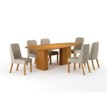 Imagem de Conjunto Sala de Jantar Ísis 180cm com 6 Cadeiras Tampo Orgânico s/ Vi