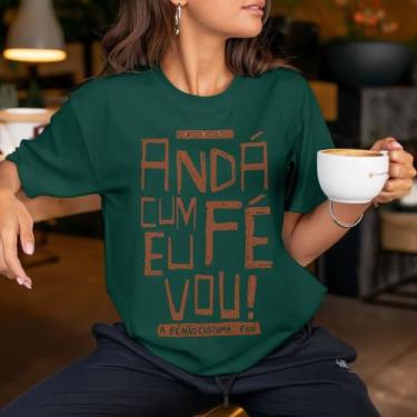 Imagem de Camiseta Preta Frase Fé Motivacional Unissex Algodão Conforto Estilo U
