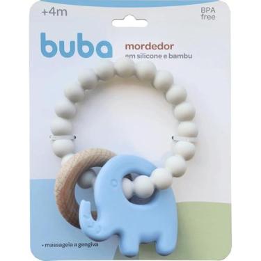 Imagem de Mordedor Em Silicone E Bambu Elefante Azul - Buba