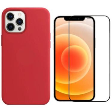 Imagem de Capa Para iPhone 12 12 Pro Vermelho Aveludada Película 3D - inova