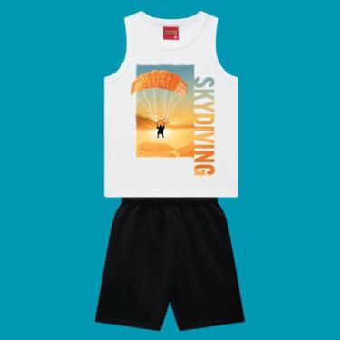Imagem de Conjunto Menino Kyly Regata Algodão Estampa Tropical e Bermuda Moletin