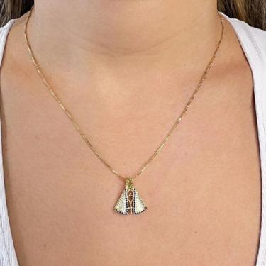 Imagem de Colar Gargantilha Pingente Nossa Senhora Cravejado Banhado em Ouro 18k