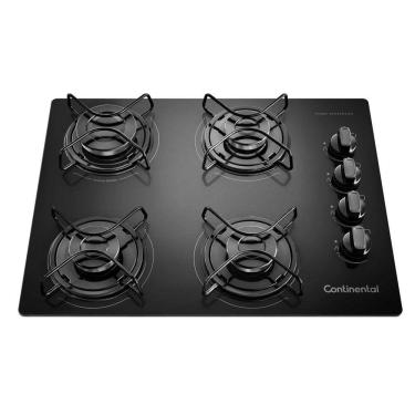 Imagem de Cooktop a Gás 4 Bocas Continental Mesa de Vidro Temperado - KC4GP