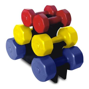 Imagem de Torre de Halter Kikos Cement Kit de 1kg a 3kg para Membros Superiores Amarelo Vermelho Azul
