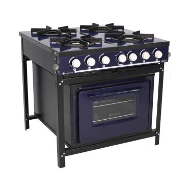 Imagem de Fogão a Gás 4 Bocas com Forno Bravo Multicores BR4BF Azul Metalúrgica Venâncio