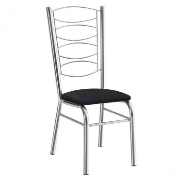 Imagem de Cadeira Cromada com Reforço Tubo Grosso Assento Estofado Preto para Cozinha Sala de Jantar e Restaurante Gat Magazine