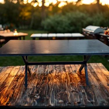 Imagem de Mesa Rustica para Varanda em Madeira Maciça 2 Metros Cor Preto Yescasa