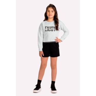 Imagem de Conjunto Menina em Moletom Estampado com Brilho Kyly, Mescla white, Pr