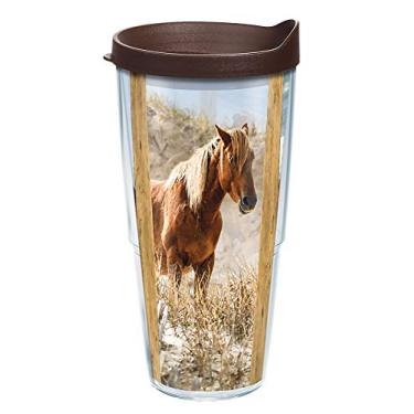 Imagem de Tervis Copo térmico Coastal Wild Horses feito nos EUA com parede dupla, 680 g, transparente