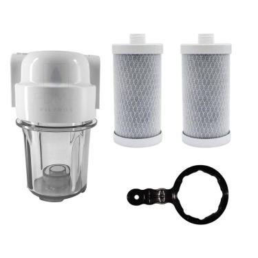 Imagem de Filtro Chuveiro 5 Polegadas + Refil Remove Cloro e Sujeira