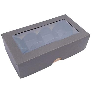 Imagem de 50 Caixas de papel kraft tampa marrom com visor, tamanho 15x8cm com 400 forminhas pétalas, ideal para 8 doces