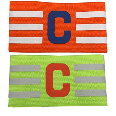 Imagem de Faixa de Capitão Braçadeira de Futebol Pack 2 Unidades Várias Cores Pronta Entrega (Verde Limão e Laranja)