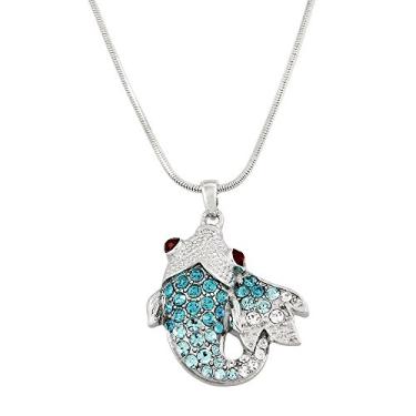 Imagem de Falari Colar com pingente de vida marinha strass cristal r dio altamente polido corrente de cobra de 43 cm, Cristal