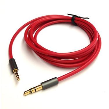 Imagem de Design banhado a ouro 3,5 mm macho para 2,5 mm macho carro auxiliar cabo de áudio cabo fone de ouvido cabo de conexão para Apple, smartphone Android, tablet e MP3 Player, Red-4.5ft, 4.5ft