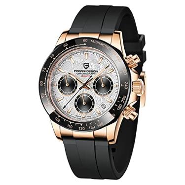 Imagem de Pagani Design Clássico Masculino Cronógrafo Multifuncional de Aço Inoxidável Completo Japonês VK63 Quartz Movement Tester Homenagem Daytona 100 m Relógio de Negócios de Luxo à Prova D' Água de Luxo para Empresas Pagani Design …, Meteorito preto cinza-dourado - borracha -1664