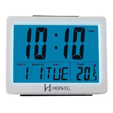 Imagem de Relógio Herweg Digital Despertador Termômetro Branco 2982-21