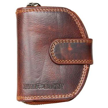 Imagem de Carteira pequena marrom RFID Bull Burry feita de couro bovino forte e genuíno, Marrom, One Size, Casual