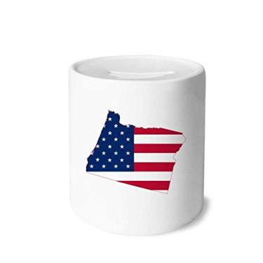 Imagem de DIYthinker Oregon USA Map Stars Stripes Flag Money Box Saving Banks Ceramic Coin Case Kids Adults