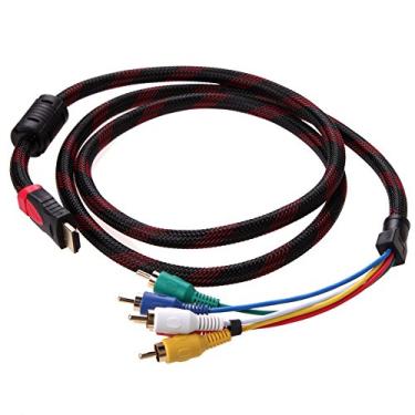 Imagem de Funnytoday365 Qxf Cabo adaptador conversor componente AV 1,8 m Hdmi para 5-RCA vídeo áudio AV para HDTV DVD 1Stl
