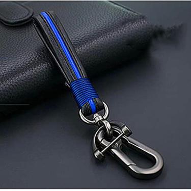 Imagem de YJADHU Capa de chave de carro ABS de fibra de carbono brilhante, apto para Honda Civic CR-V HR-V Contrato Jade Crider Odyssey Pilot Ridgeline, chaveiro azul