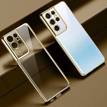 Imagem de Capa transparente de revestimento de luxo para Samsung Galaxy A53 A33 5g S21 Fe S22 Ultra Plus A 53 33 S 22 21 S21fe Capa transparente de silicone, ouro, para A53 (4G 5G)