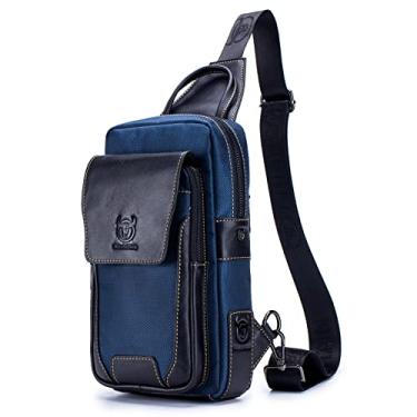 Imagem de DOYING Mochila masculina de couro estilo bolsa de peito casual bolsa crossbody mochila de viagem mochila de ombro de viagem