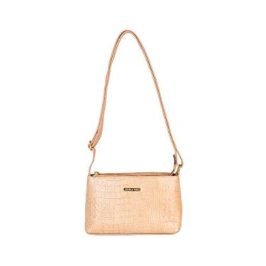 Imagem de Bolsa pequena transversal de couro croco Iris - Bege