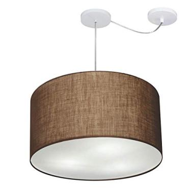 Imagem de Lustre Pendente com Desvio de Centro Cúpula Tecido 45x30 cm, Vivare Iluminação, Pendente4235 LC, Café, Médio