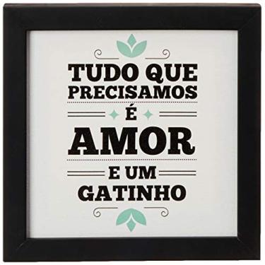 Imagem de Arte Maníacos Quadro Decorativo Tela Canvas Amor e Gatinho - 32,5x23cm (Moldura caixa laca preta)