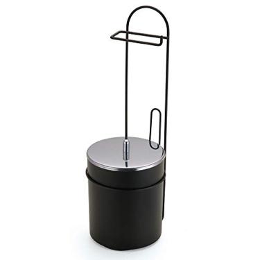 Imagem de Suporte de p/ Papel Higiênico c/ Lixeira de Tampa Inox, 26cm, Preto, Arthi
