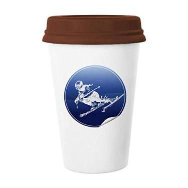 Imagem de Caneca de vidro de cerâmica com estampa retrô de esqui de inverno para copo de café