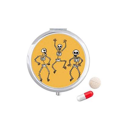 Imagem de Adorável caixa de comprimidos de esqueletos de Halloween para guardar remédios