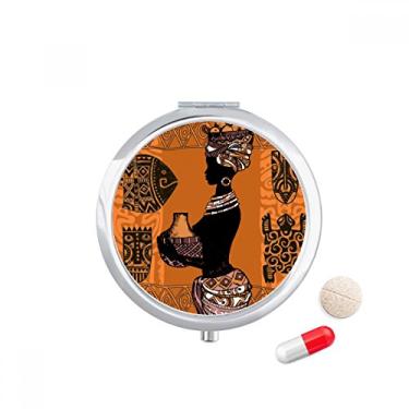 Imagem de Porta-comprimido negro aborígene africano primitivo, caixa de armazenamento de medicamentos