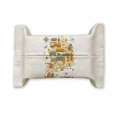 Imagem de Pontos de referência populares na Coreia do Sul Suporte de capa de papel para lenços faciais Bolsa de linho de algodão