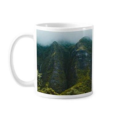 Imagem de Jungle Valley Cliff Fog Forest Caneca Cerâmica Café Porcelana Caneca