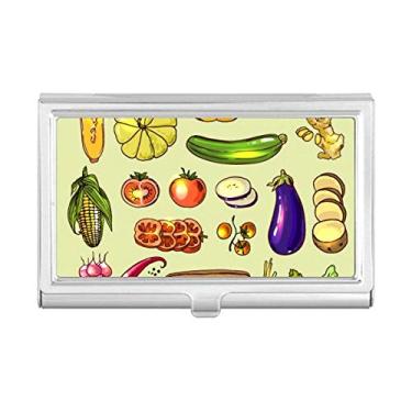 Imagem de Porta-cartões de visita vegetais, berinjela, abóbora, gengibre, caixa de bolso, carteira