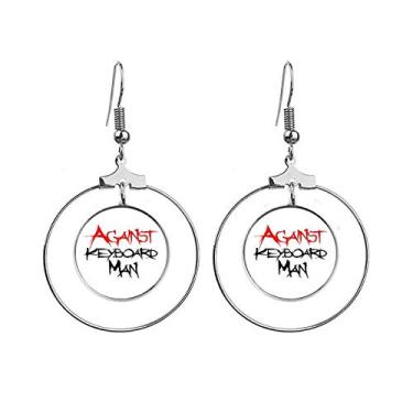 Imagem de Against Keyboard Man Art Deco, brincos modernos, pendurados, argola, joias, círculo