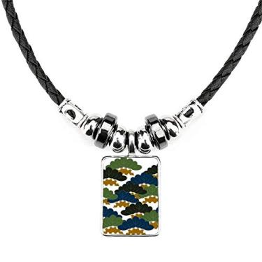 Imagem de DIYthinker Colar tradicional de pinheiro chinês, padrão abstrato, joias, torque, pingente de corda de couro