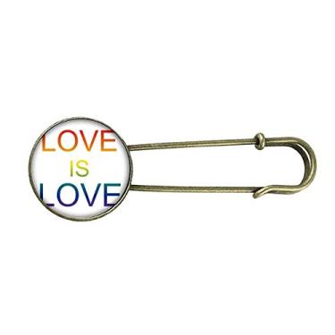 Imagem de LGBT broche de metal retrô com bandeira de arco-íris Love is Love is Love