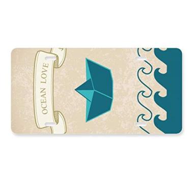 Imagem de DIYthinker Placa de carro dobrável de papel oceano amor mar veleiro barco decoração carro acessório de aço inoxidável