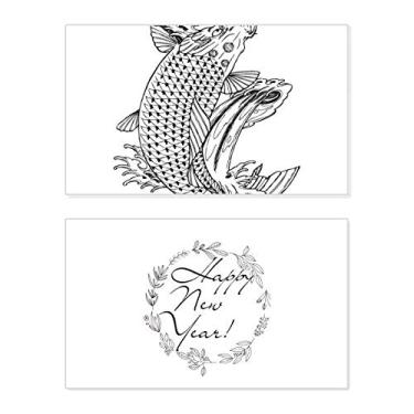 Imagem de Cartão de felicitações Fish Swimming Up Fast Hope Luck New Year Festival Bless Message presente