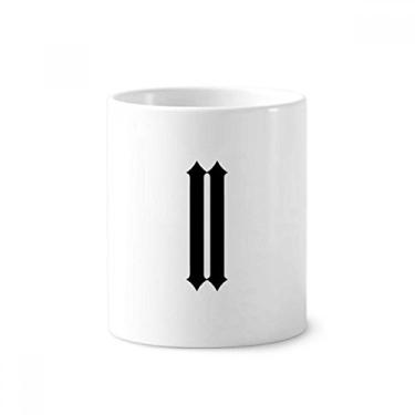 Imagem de Algarismos romanos dois em preto silhueta escova de dentes caneca, suporte de cerâmica, suporte para lápis